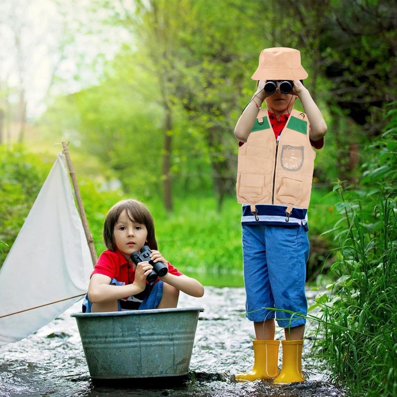 Outdoor Adventure Girl - Kargo Yelekli ve Şapkalı Safari Kostümü,
