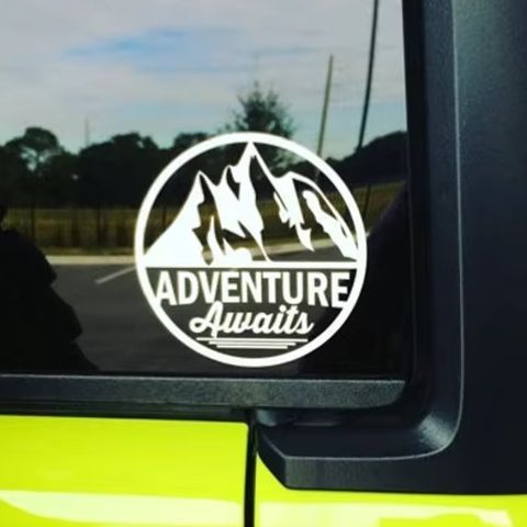 Outdoor Adventure Words - Macera Bekliyor Dağ Karavan Araba Çıkartması
